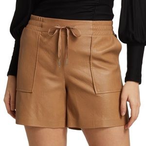 N:Philanthropy Vegan Leather Drawstring Camel Shorts High Waisted XS Tan Cargo